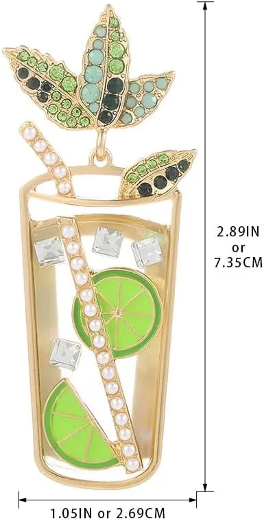 MADISON TYLER Cute Dangle Earrings for Woman | Trendy Fun Statement Cocktail Earrings | Rhinestone Epoxy Pearls Stones | Martini Bloody Mary Mojito Lemonade Jewelry for Woman