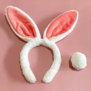 M&G House Easter Bunny Headband Bunny Ears Tail Rabbit Headband Cosplay Toy Plush Easter Gift