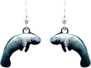 Manatee Earrings by d'ears Non-Tarnish Sterling Silver French Hook Ear Wire, made in the U.S.A. by family run small business. Great earrings for manatee lovers.