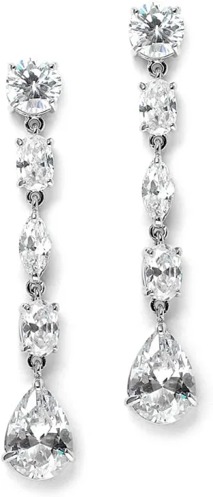 Mariell Cubic Zirconia Crystal Dangle Bridal Earrings, 2 Inches Long, Silver CZ Crystal Jewelry for Weddings, Brides, Bridesmaids, Mother of the Bride