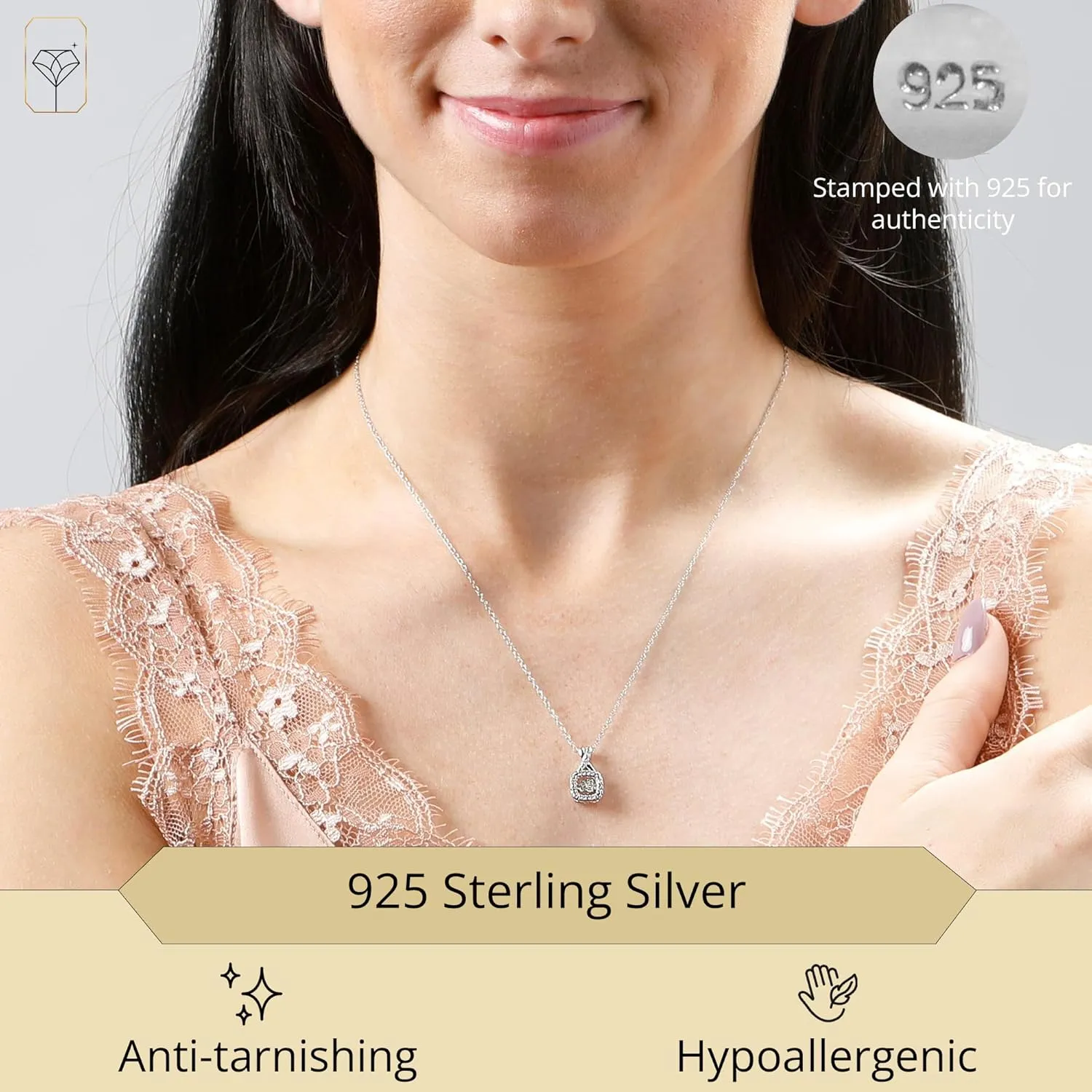 MAX   STONE Dancing Diamond Necklace for Women | Sterling Silver Pendant With 18 Inch Chain | Real Diamond Jewelry