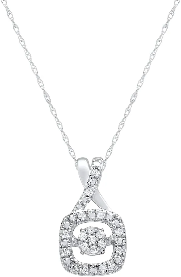 MAX   STONE Dancing Diamond Necklace for Women | Sterling Silver Pendant With 18 Inch Chain | Real Diamond Jewelry