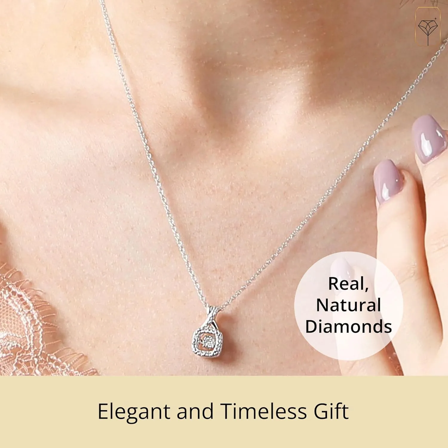 MAX   STONE Dancing Diamond Necklace for Women | Sterling Silver Pendant With 18 Inch Chain | Real Diamond Jewelry