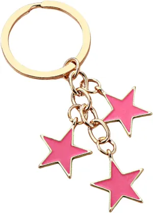Meefisher Women's Stars Bag Charms Cute Enameled Keychain Keyring for Purse Accessories Kawaii Aesthetic Gifts,Pink-A