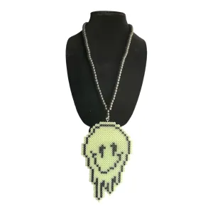 Melty Smile Face Glow in the Dark Kandi Necklace For Rave Festival Party Event
