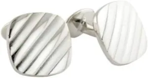 Men's Sterling Silver Striped Cushioned Cufflinks (CL188502)