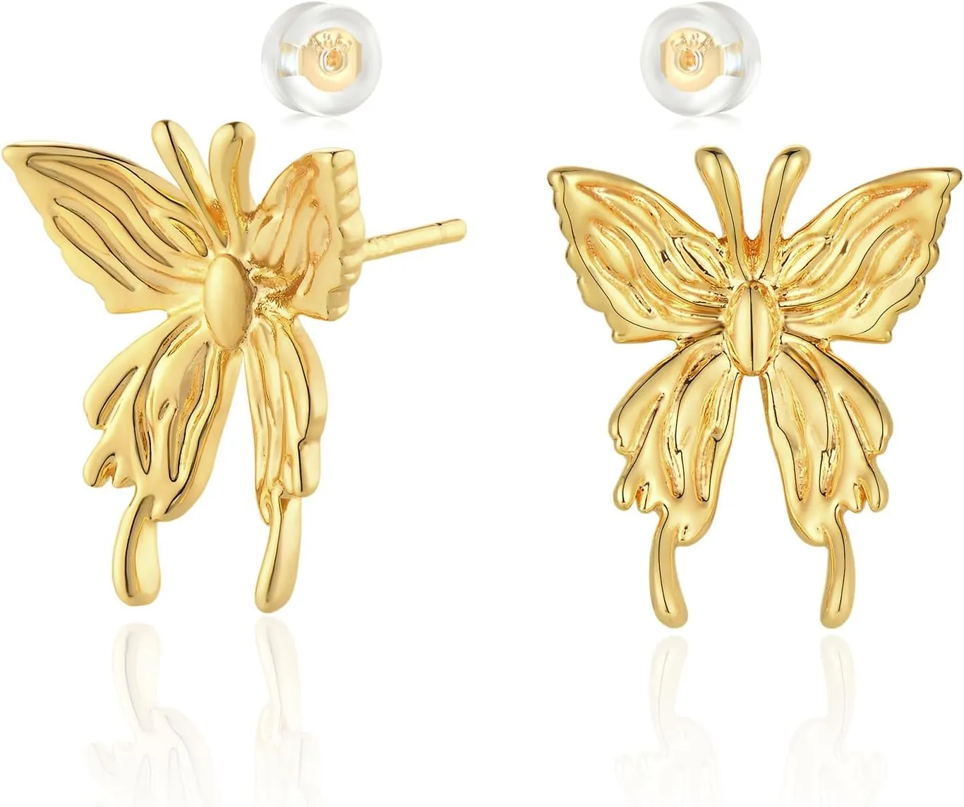 MEVECCO Gold Butterfly Stud Earrings for Women 18K Gold Plated Minimalist Earrings Dainty Mini Cute Simple Delicate Butterfly Earrings