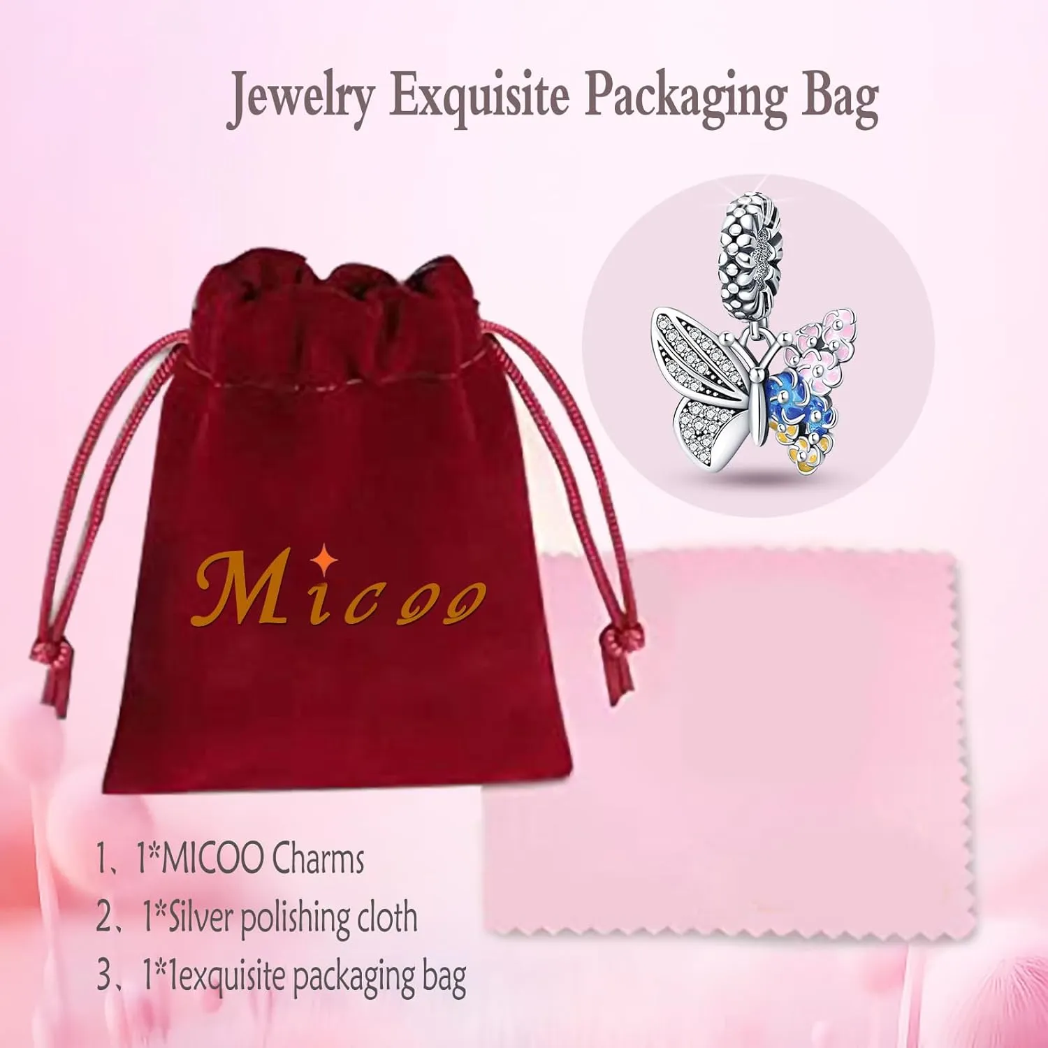 MICOO 925 Sterling Silver Charms for Bracelets and Necklace,Butterfly Music Dangle Pendants Beads Charms Jewelry Gift for Women,Fit Pandora European Bracelets