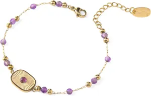 Milan Chiva 14K Gold Link Bracelets for Women Round Agate Beaded Sun Disc Dainty Bracelet Jewelry