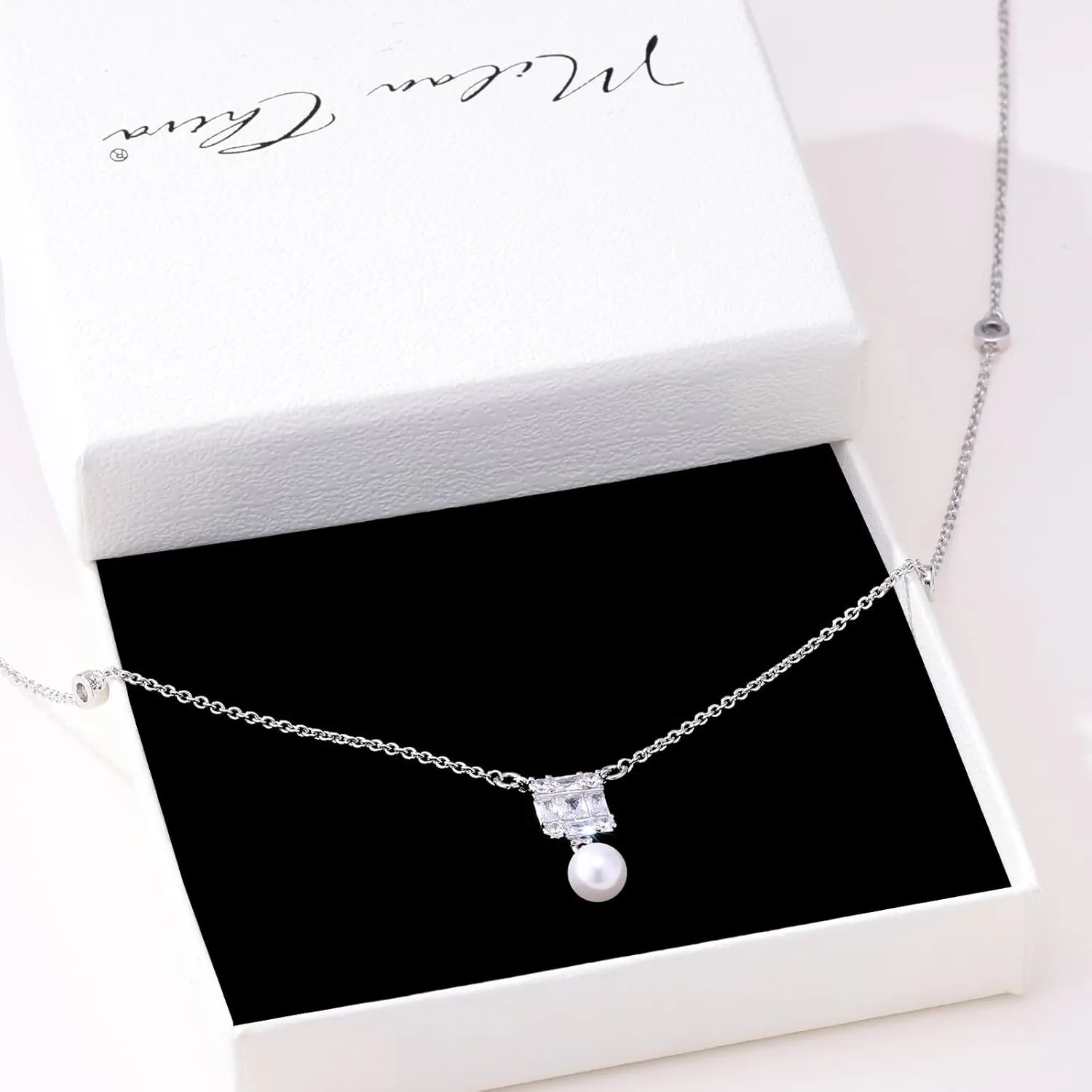 Milan Chiva Gold Pendant Necklace for Women 14K Dainty Cubic Zirconia GemStone Statement Chain Jewelry