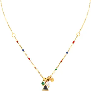 MINACHI Boho Triangle Pendant Necklace with Stainless Steel and Imitation Pearls, Trendy Charm Jewelry for Women
