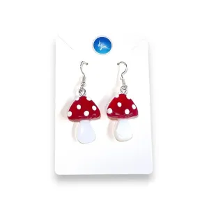 Mini Magic Mushroom Dangle Earrings, Glow In The Dark Womens Festival Rave Jewelry, Cute Fun Quirky Gift For Her, Nature Lover Accessories (Glow Green/Blue)