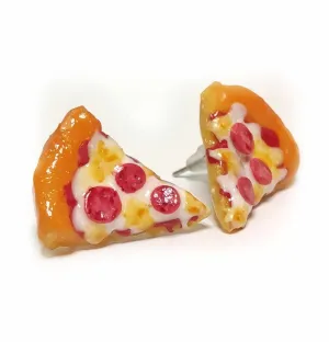 Miniature Realistic Pizza Stud Earrings for Women, Girls, Button Earrings for Women, stainless steel earrings.