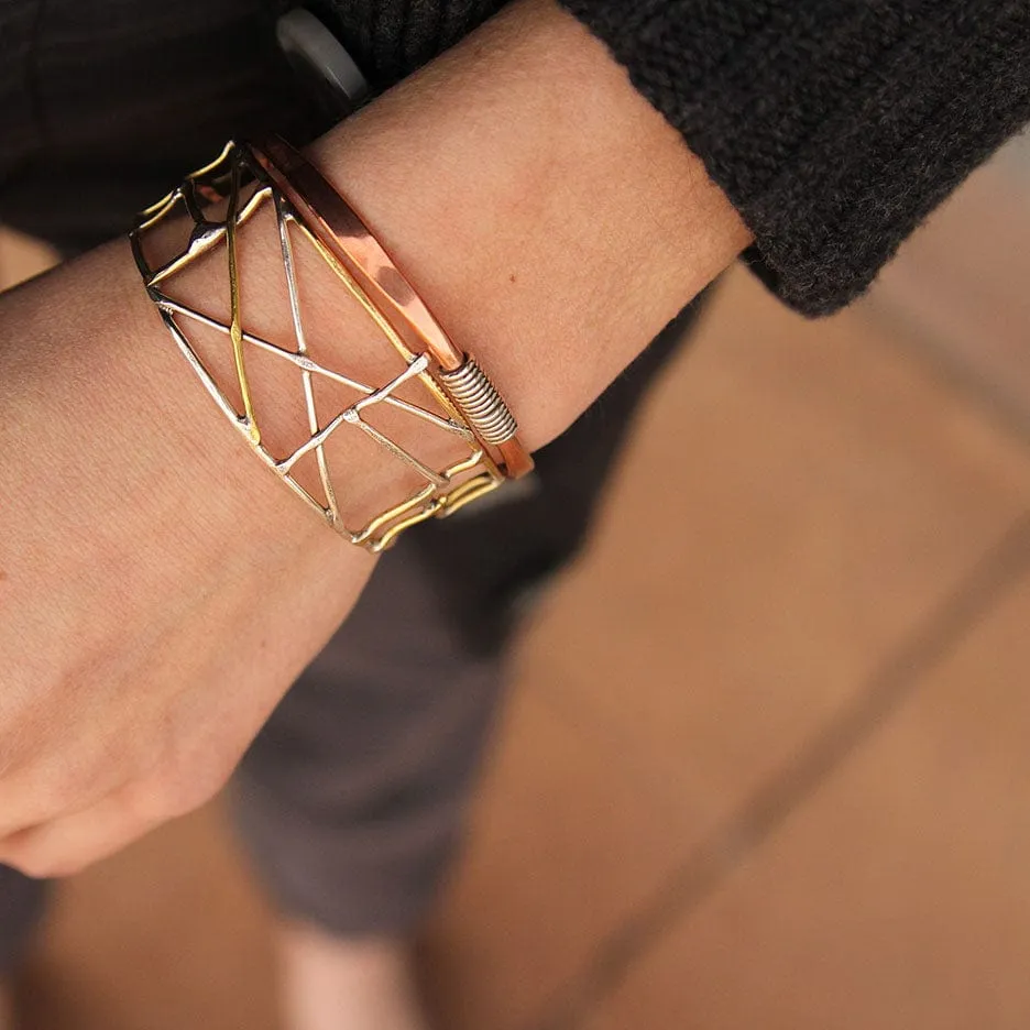 Mixed Metal Wire Stick Bracelet