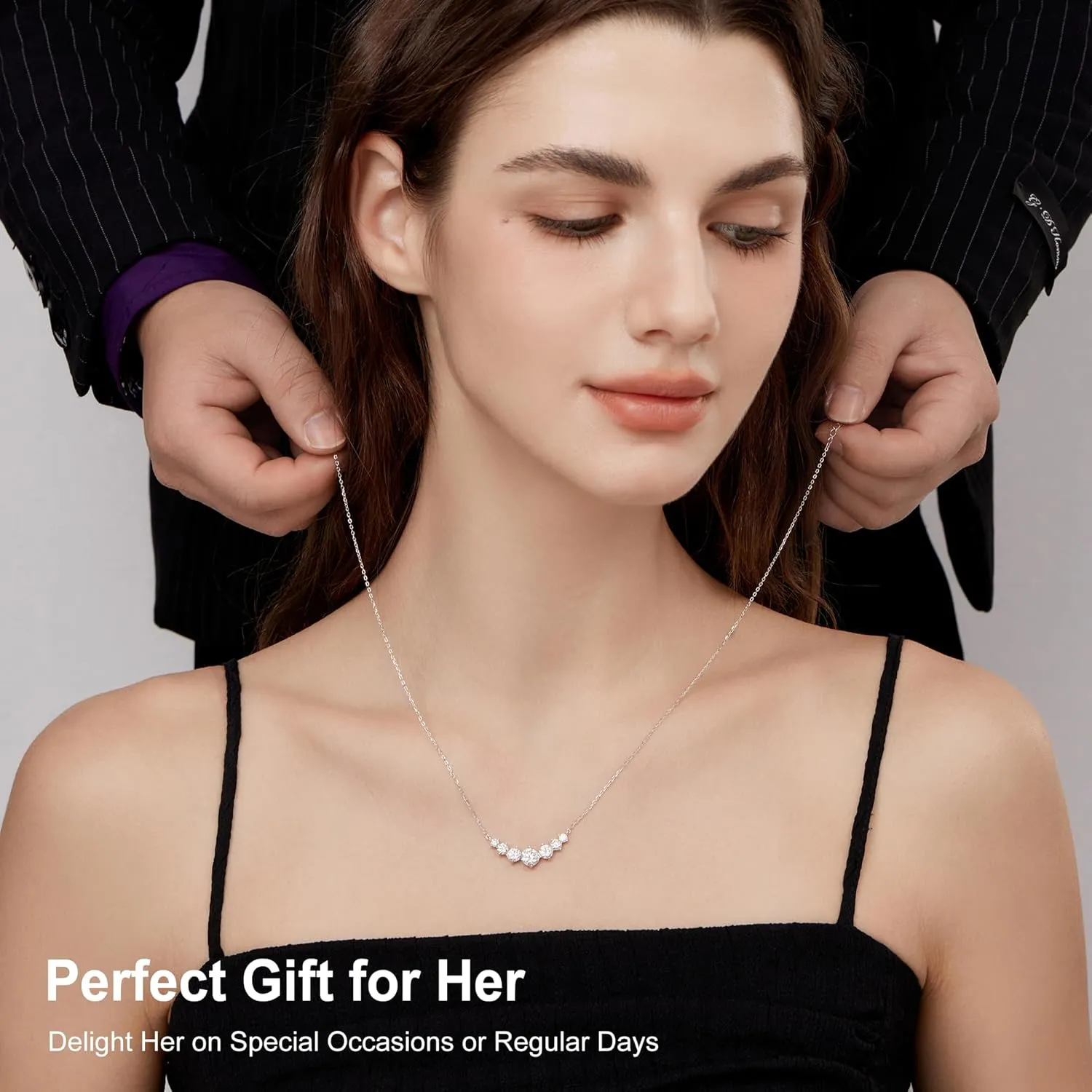Moissanite Necklace for Women, 1.7-7.6 Carat Heart Necklace Engraved 'I LOVE YOU' Gift for Wife, Wedding Anniversary Birthday Gifts for Women, Jewelry Gifts for Her Wife Mom Girlfriend Lady