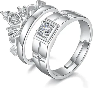 Moissanite Ring Couple ring Set 14K/18K White Gold Round Moissanite Ring for Men Women Promise Wedding Anniversary Ring Gift for Couple Lovers Size 4-18