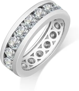 Moissanite Rings for Women,D Color VVS1 Moissanite Eternity Rings for Women 18K White Gold Plated 925 Sterling Silver Wedding Band Ring for Women