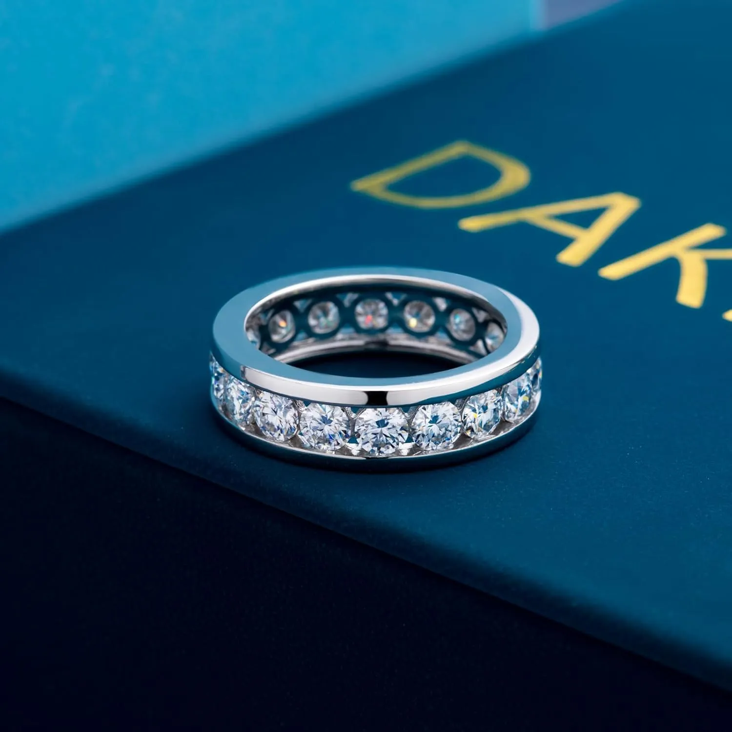 Moissanite Rings for Women,D Color VVS1 Moissanite Eternity Rings for Women 18K White Gold Plated 925 Sterling Silver Wedding Band Ring for Women