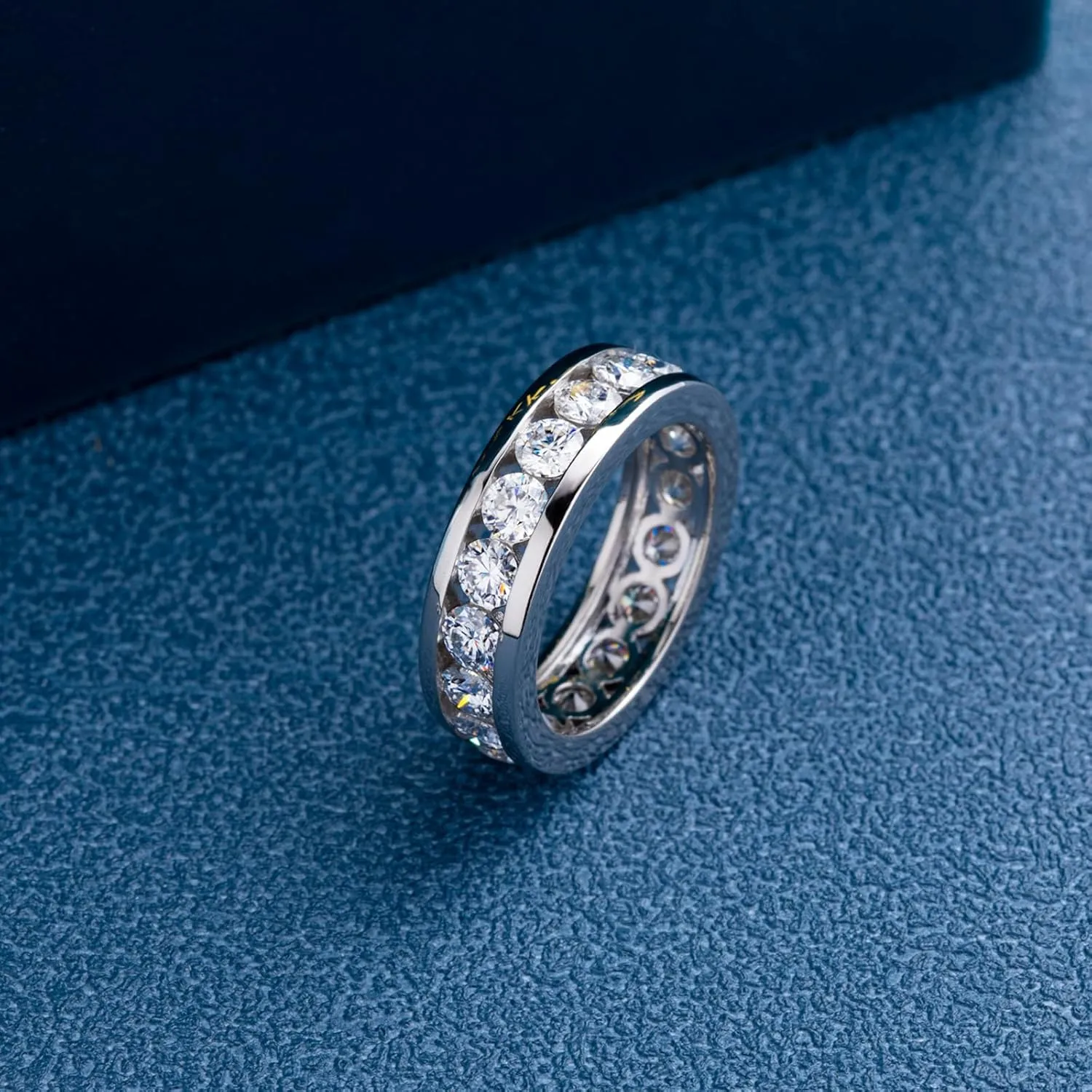 Moissanite Rings for Women,D Color VVS1 Moissanite Eternity Rings for Women 18K White Gold Plated 925 Sterling Silver Wedding Band Ring for Women