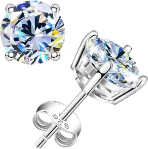 Moissanite Stud Earrings, 0.3ct D Color VVS1 Clarity Moissanite Earrings 18K White Gold Vermeil 925 Sterling Silver Imitation Diamond Earrings for Women as Jewelry Gifts