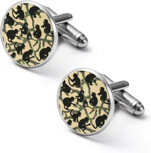 Monkey Camouflage Fashion Cufflinks For Men Alloy Tuxedo Shirt Cuff Links For Business Wedding Party 1.7cm