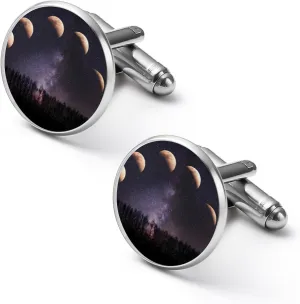Moon Phases Night Star Fashion Cufflinks For Men Alloy Tuxedo Shirt Cuff Links For Business Wedding Party 2.0cm