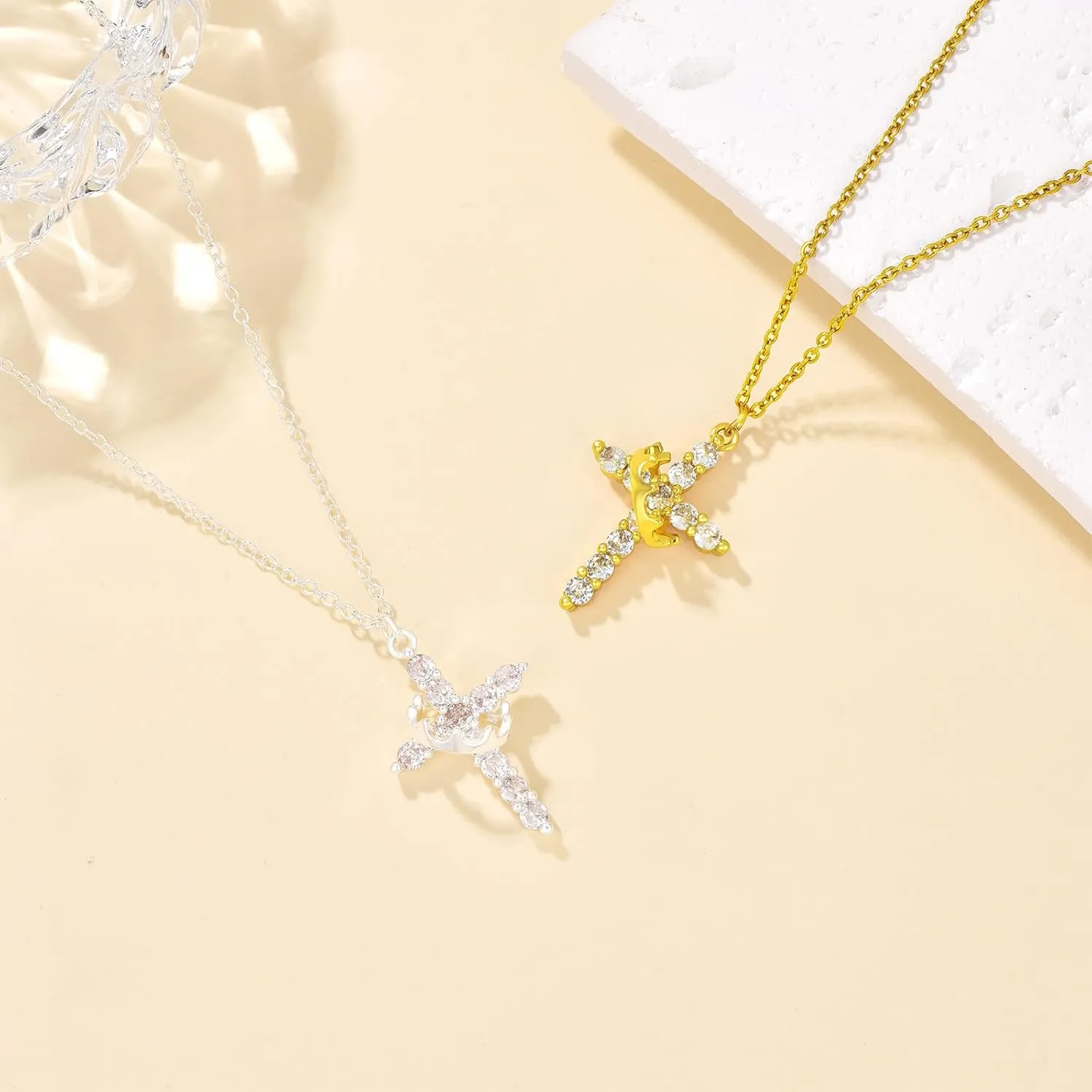 Mothers Day Gift Cross Necklace for Women | Cubic Zirconia Cross Pendant | Dainty Small Cross Choker Pendants | Minimalist Trendy Cute Cross Charm Necklaces