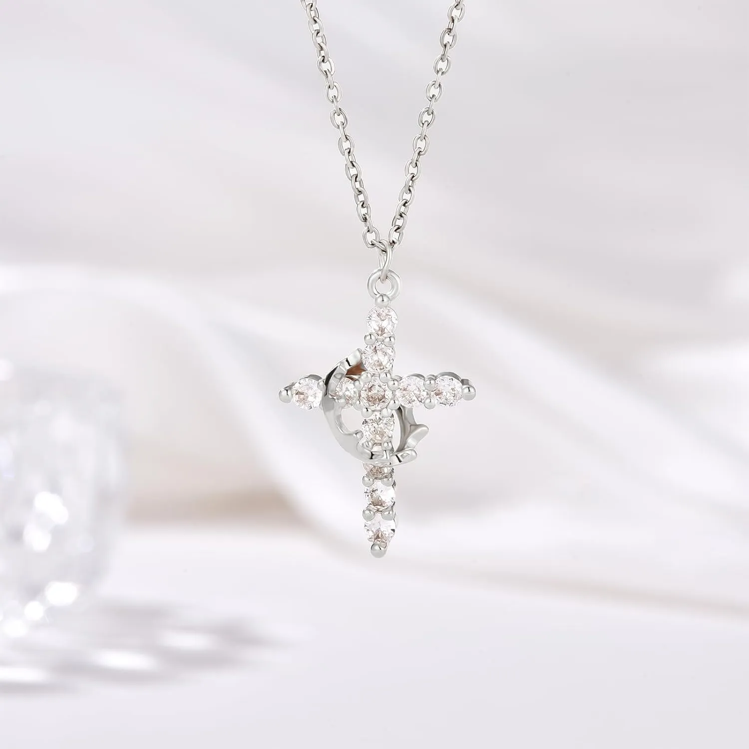 Mothers Day Gift Cross Necklace for Women | Cubic Zirconia Cross Pendant | Dainty Small Cross Choker Pendants | Minimalist Trendy Cute Cross Charm Necklaces