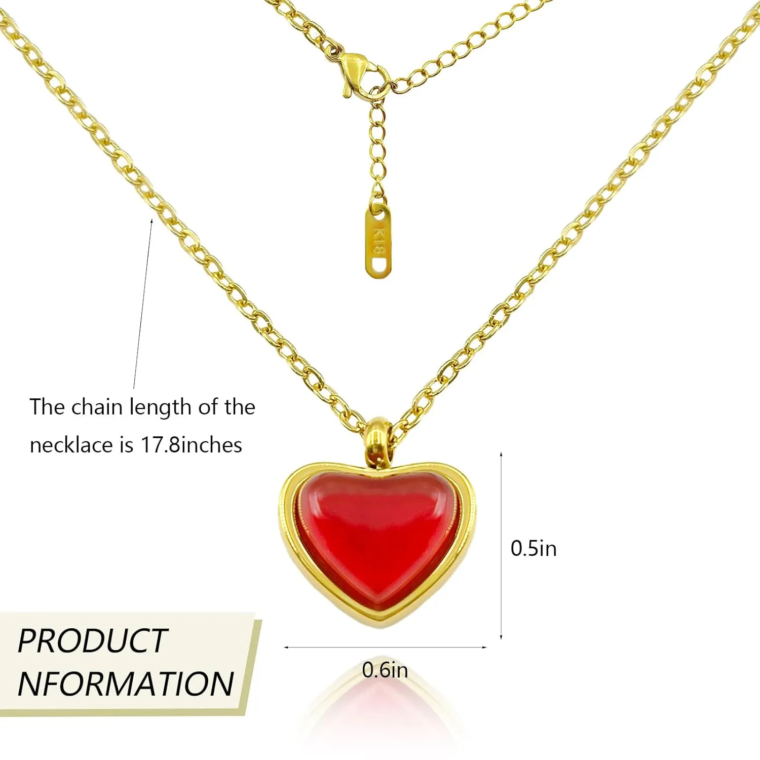 Mothers Day Gift for Mom, Heart Carnelian Necklace for Women, 18K Gold Red Heart Pendant Necklace for Girls, Natural Carnelian Healing Trendy Jewelry for Anniversary Birthday