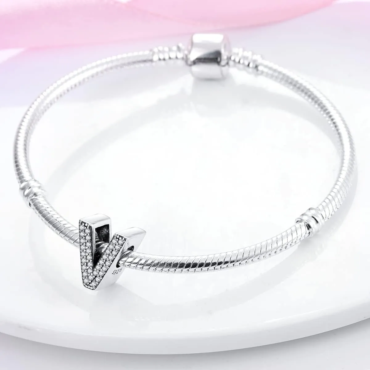 MULA 925 Sterling Silver Charms for Bracelets and Necklaces A-Z Alphabet Beads Dangle Pendants with 5A Cubic Zirconia Jewelry for Women