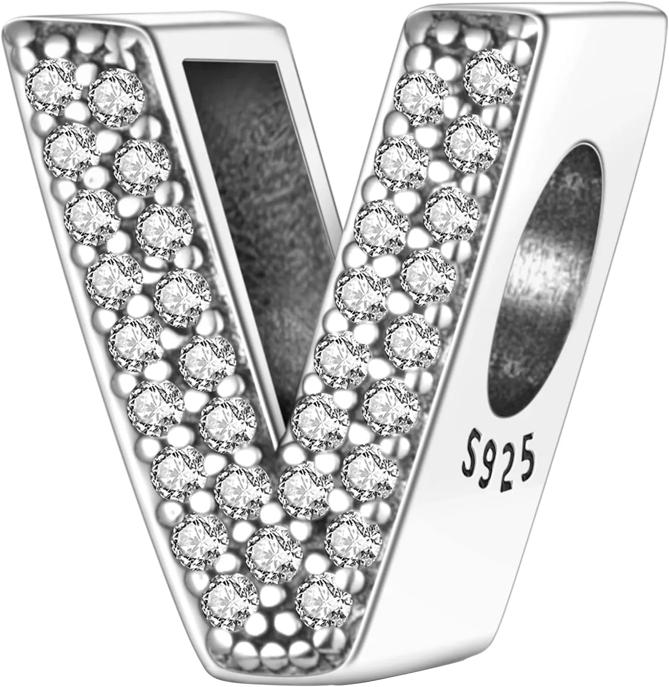 MULA 925 Sterling Silver Charms for Bracelets and Necklaces A-Z Alphabet Beads Dangle Pendants with 5A Cubic Zirconia Jewelry for Women