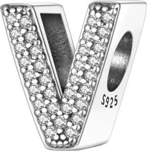 MULA 925 Sterling Silver Charms for Bracelets and Necklaces A-Z Alphabet Beads Dangle Pendants with 5A Cubic Zirconia Jewelry for Women