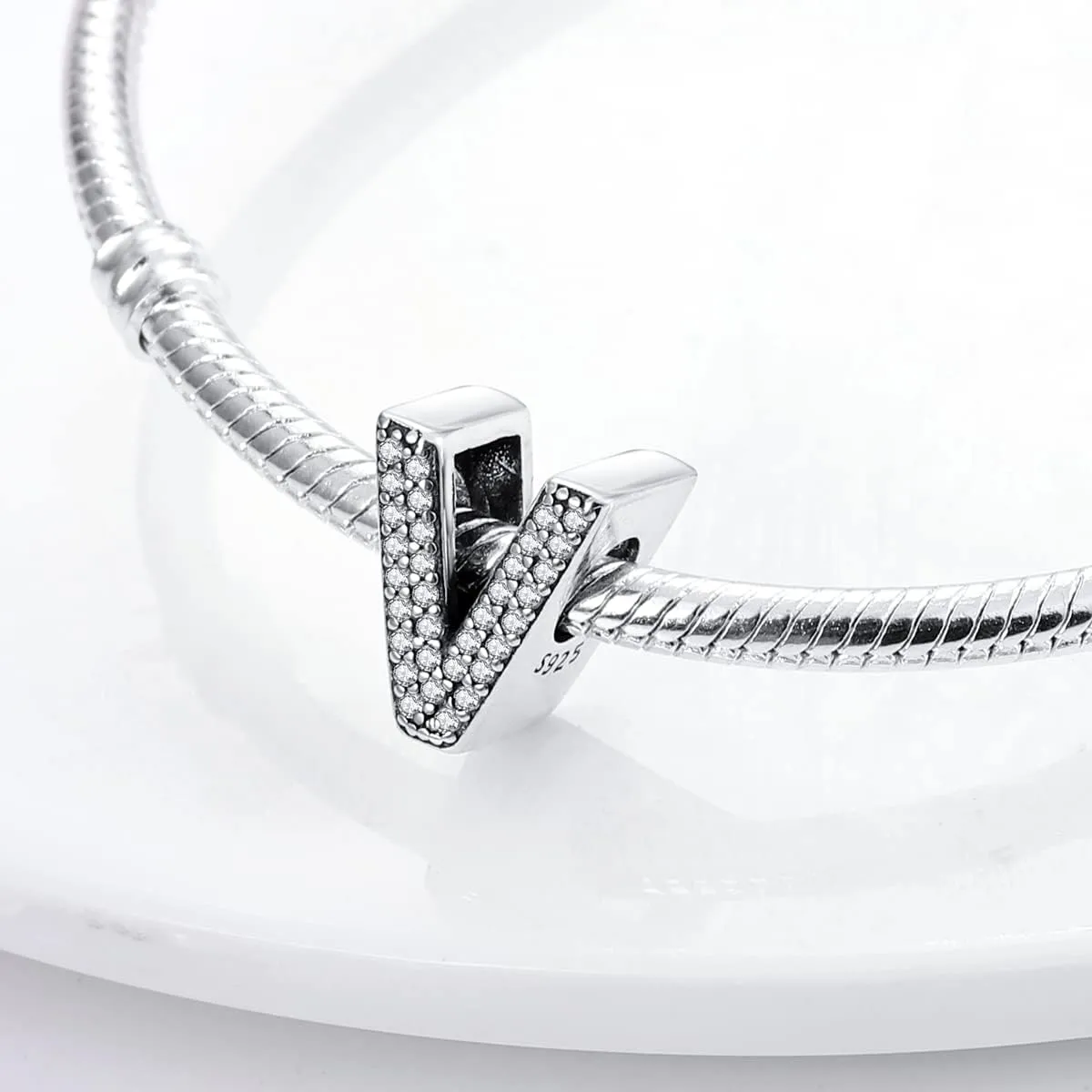 MULA 925 Sterling Silver Charms for Bracelets and Necklaces A-Z Alphabet Beads Dangle Pendants with 5A Cubic Zirconia Jewelry for Women