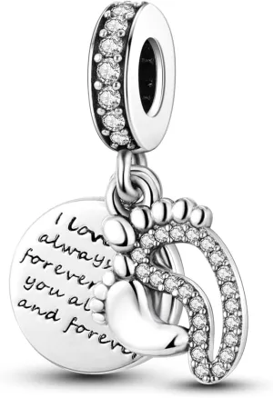 MULA 925 Sterling Silver Charms for Bracelets and Necklaces Lucky Home Happy Family Forever Love Mom Beads Dangle Pendants Jewelry for Women
