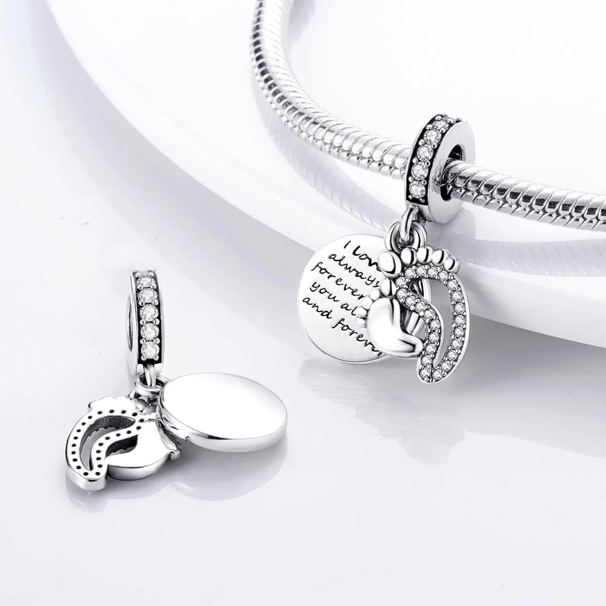 MULA 925 Sterling Silver Charms for Bracelets and Necklaces Lucky Home Happy Family Forever Love Mom Beads Dangle Pendants Jewelry for Women