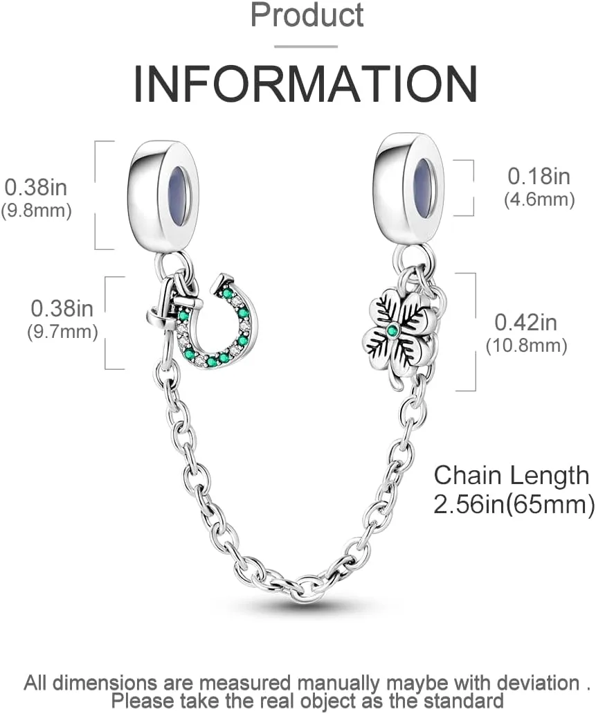 MULA 925 Sterling Silver Safety Chain for Charms Bracelets Dangle Pendants Beads Cute Cat Moon Flower Jewelry Charms for Women
