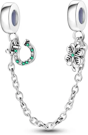 MULA 925 Sterling Silver Safety Chain for Charms Bracelets Dangle Pendants Beads Cute Cat Moon Flower Jewelry Charms for Women