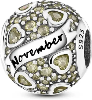 MULA Birthstone Charms 925 Sterling Silver for Bracelets and Necklaces - Dangle Pendants Beads With 5A Cubic Zirconia - Happy Birthday Mothers Day Jewelry