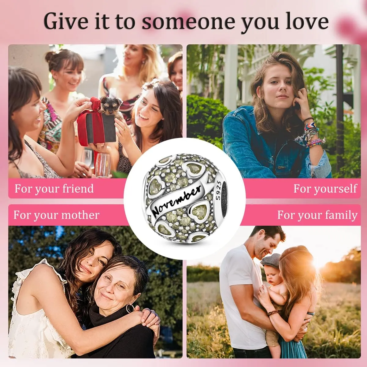MULA Birthstone Charms 925 Sterling Silver for Bracelets and Necklaces - Dangle Pendants Beads With 5A Cubic Zirconia - Happy Birthday Mothers Day Jewelry