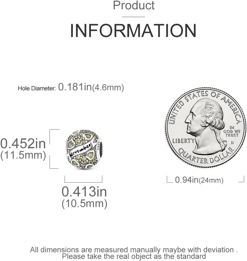 MULA Birthstone Charms 925 Sterling Silver for Bracelets and Necklaces - Dangle Pendants Beads With 5A Cubic Zirconia - Happy Birthday Mothers Day Jewelry