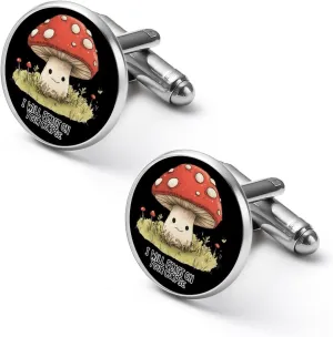Mushroom I Will Feast On Your Corpse Fashion Cufflinks For Men Alloy Tuxedo Shirt Cuff Links For Business Wedding Party 1.7cm