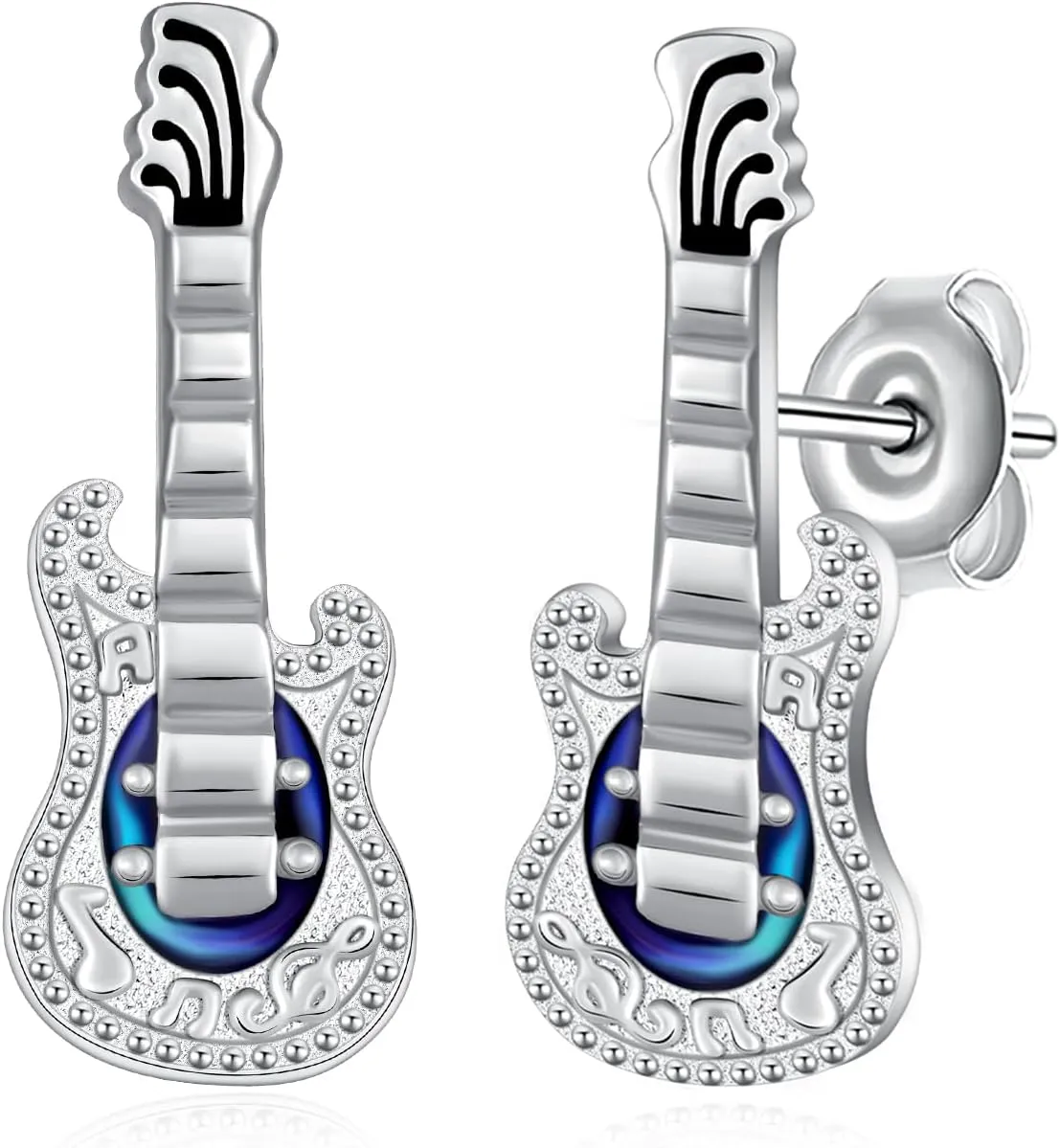 Music Note/Treble Clef/Guitar Earrings and Ring 925 Sterling Silver Music Jewelry Gifts for Women