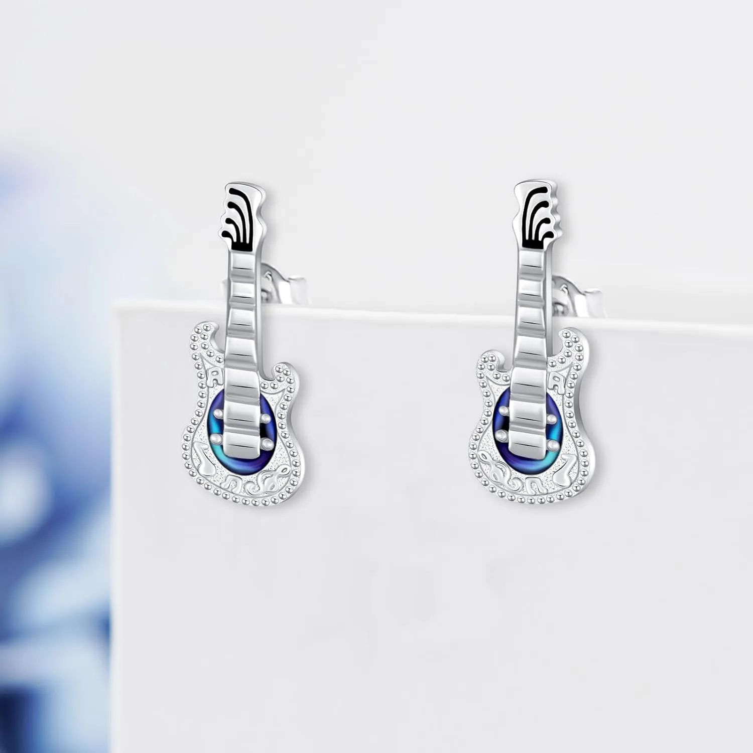Music Note/Treble Clef/Guitar Earrings and Ring 925 Sterling Silver Music Jewelry Gifts for Women