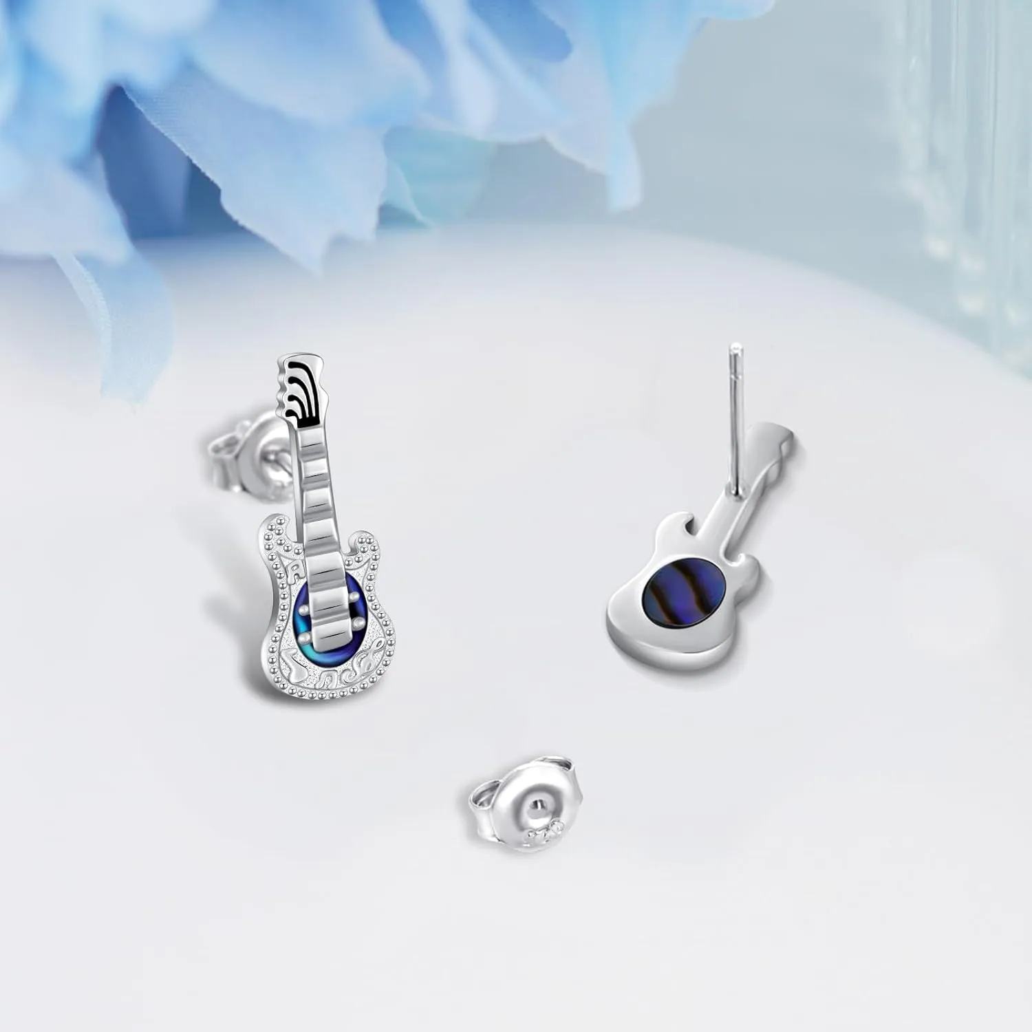 Music Note/Treble Clef/Guitar Earrings and Ring 925 Sterling Silver Music Jewelry Gifts for Women