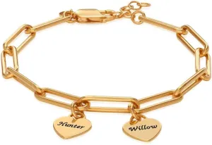 MyNameNecklace Personalized Rory Bracelet with Custom Heart Charms - Diamond Option - by MYKA