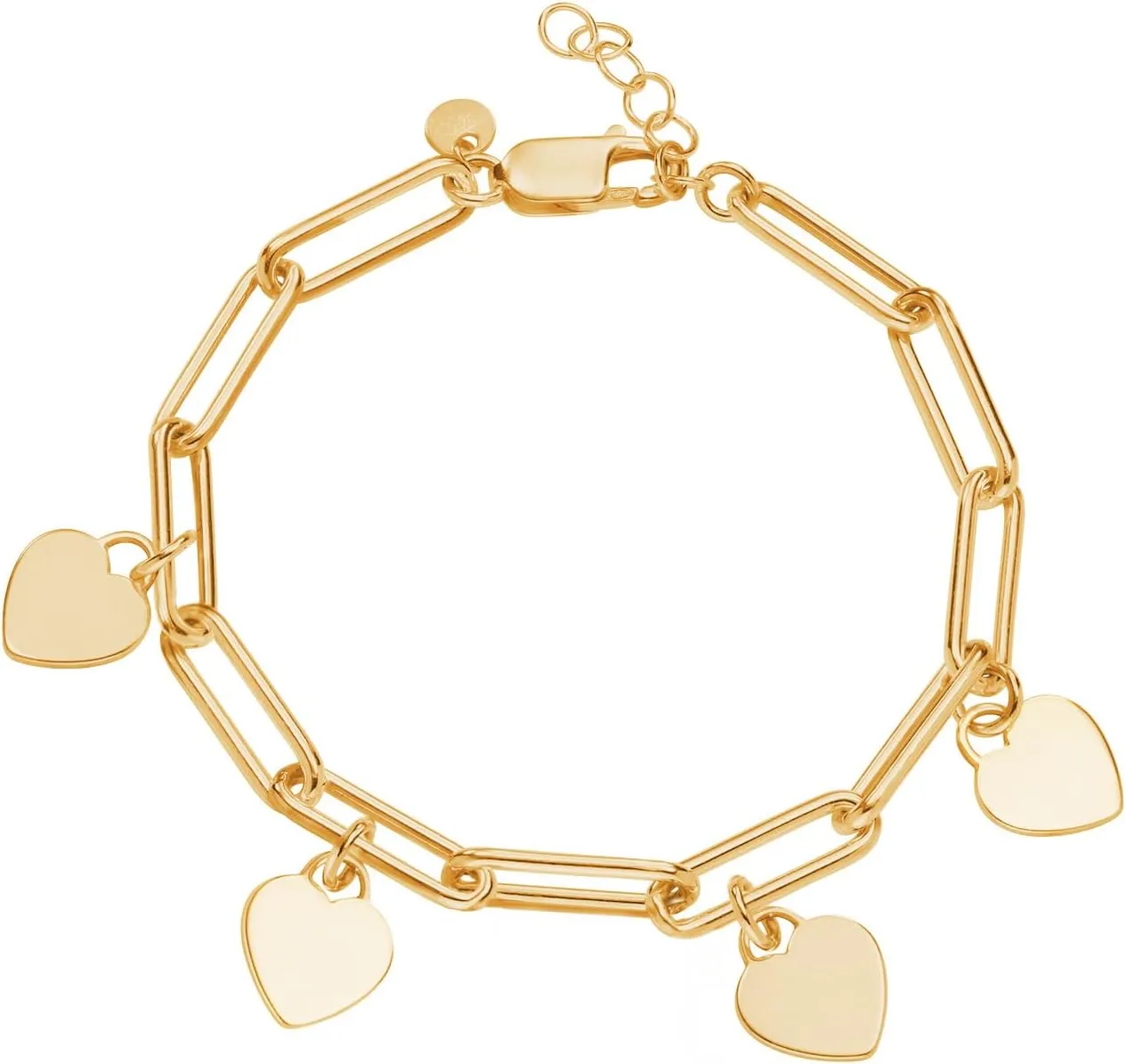 MyNameNecklace Personalized Rory Bracelet with Custom Heart Charms - Diamond Option - by MYKA