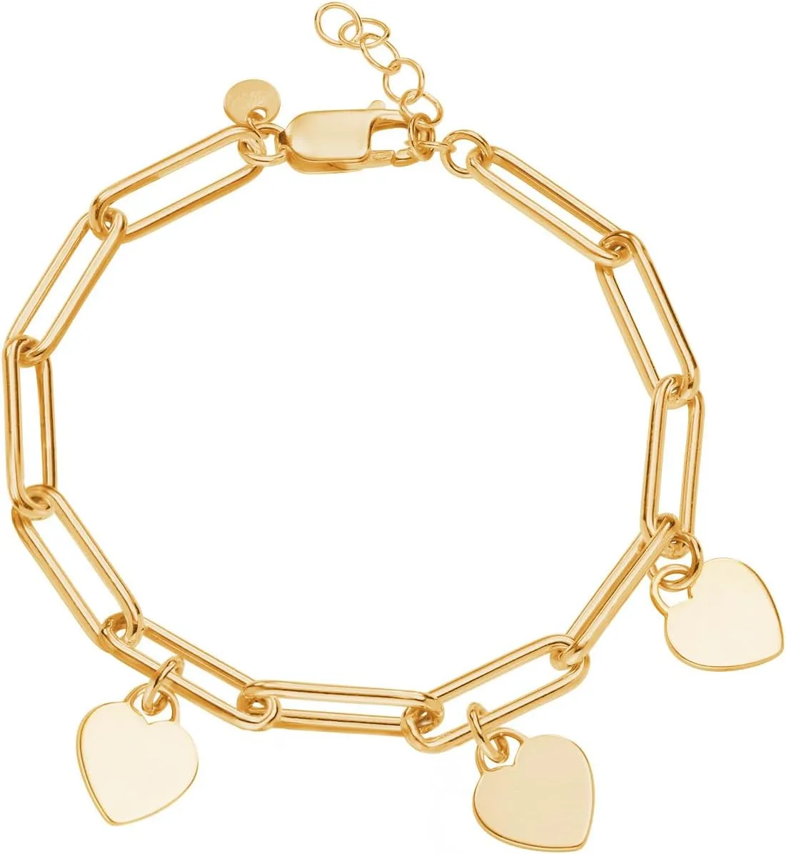 MyNameNecklace Personalized Rory Bracelet with Custom Heart Charms - Diamond Option - by MYKA