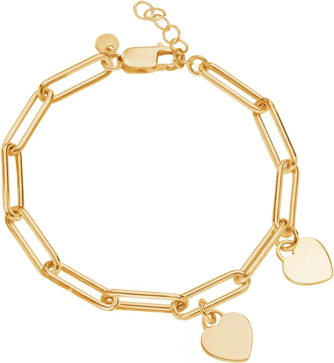 MyNameNecklace Personalized Rory Bracelet with Custom Heart Charms - Diamond Option - by MYKA