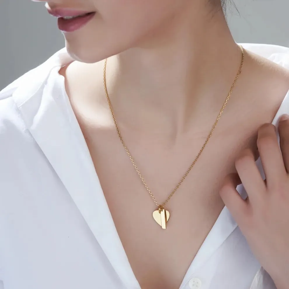 Mysha & Co New York Personalized Bar and Heart Pendant