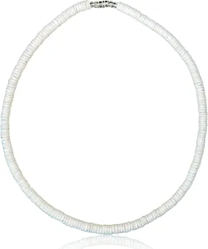 Native Treasure 18" Mens and Womens Tropical Summer Beach Surfer Necklace From the Philippines, White Clam Heishe Ark Shells